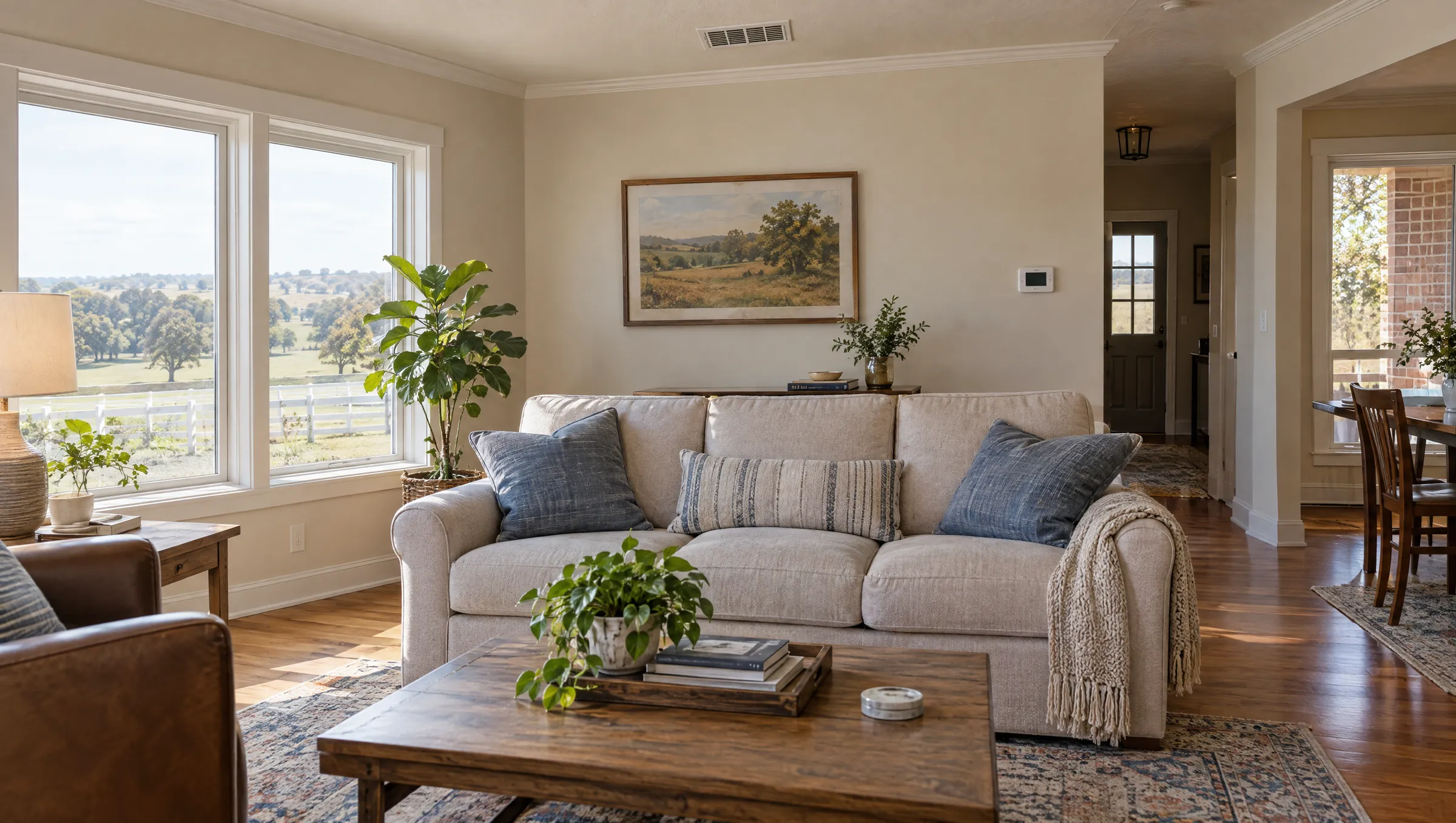 Bright, clean living room in a ranch home